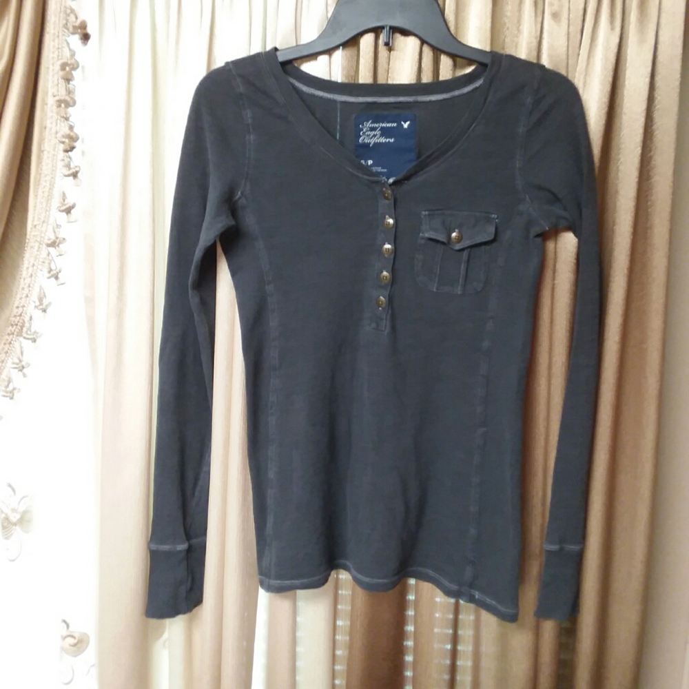 Bella Swan American Eagle Military Henley S Grey